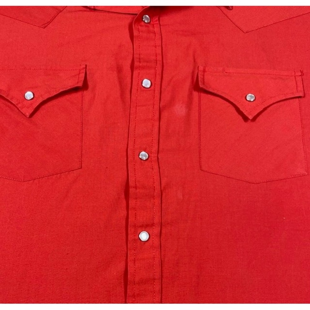 Sheplers Mens Red Short Sleeve Western Snap Button Shirt Size 16 1/2 - Picture 6 of 10